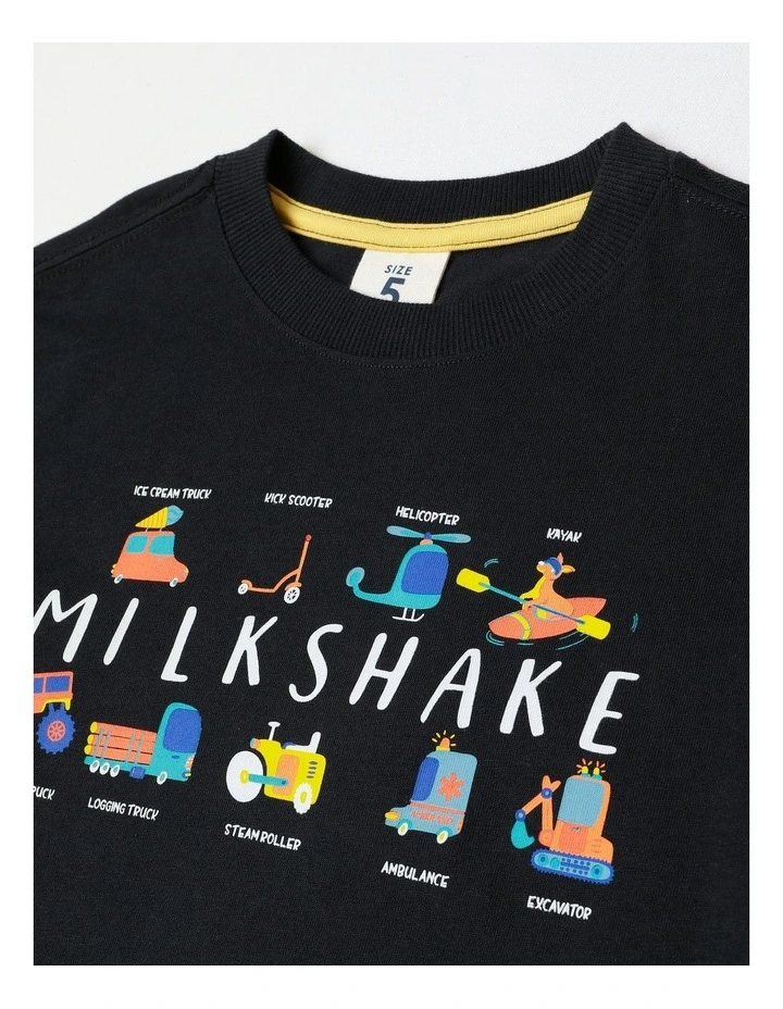Essentials Print Tee in Charcoal image 3
