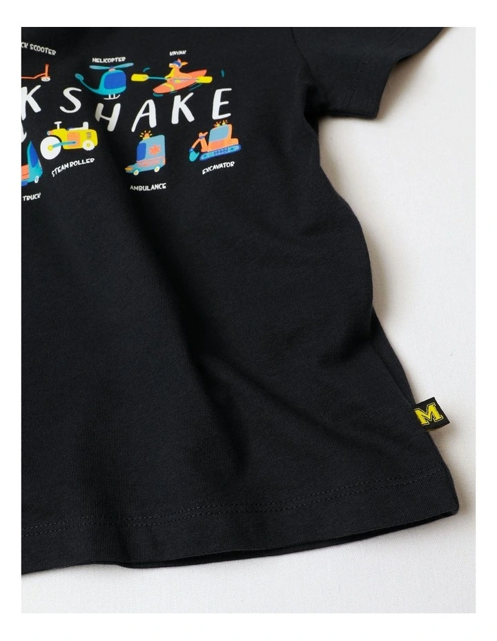 Essentials Print Tee in Charcoal image 4