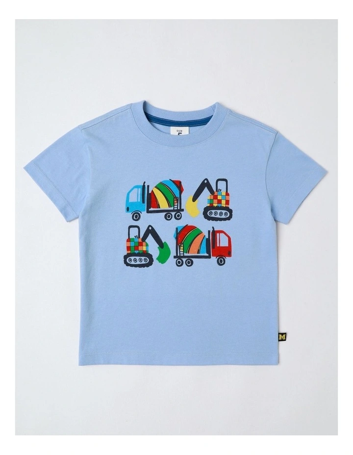 Essentials Print Tee in Light Blue image 1