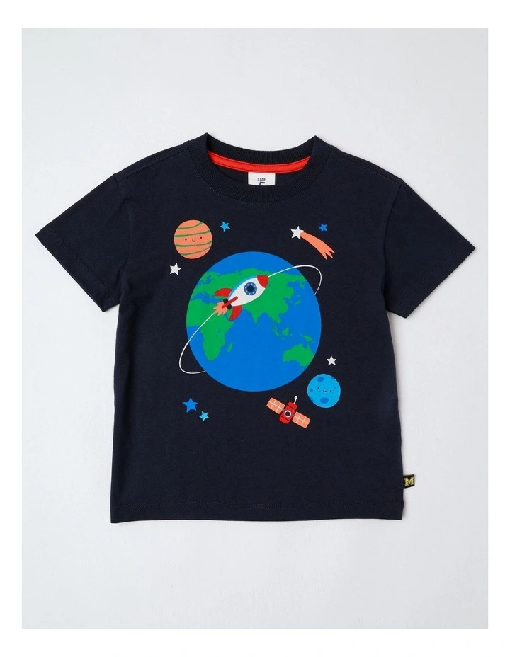 Essentials Print Tee in Navy image 1