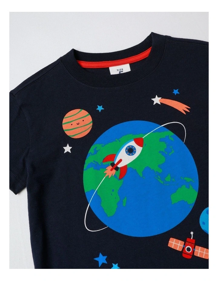 Essentials Print Tee in Navy image 2