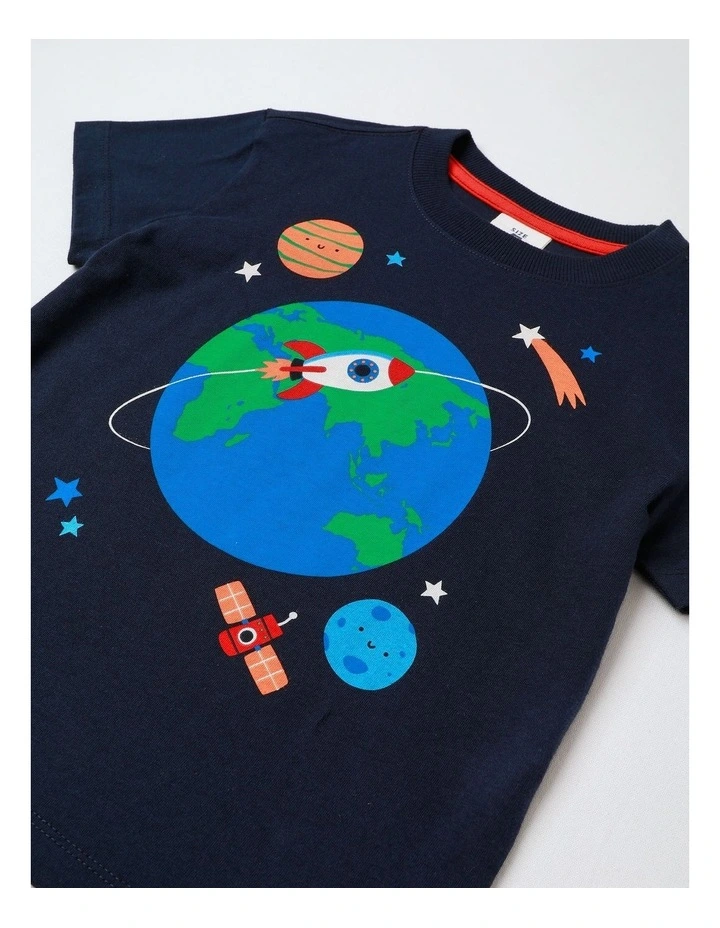 Essentials Print Tee in Navy image 4