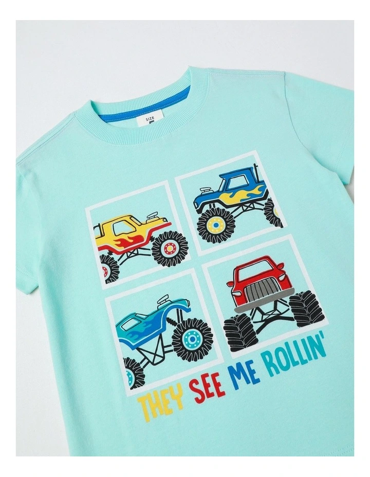 Essentials Print Tee in Mint image 4