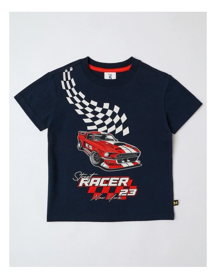 Essentials Print Tee in Navy image 1