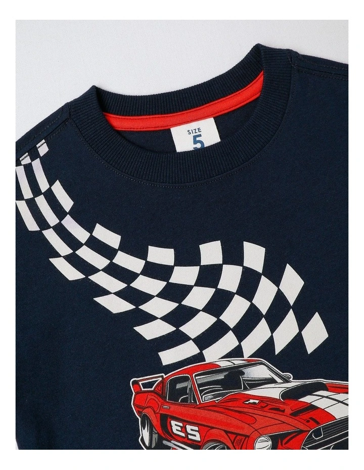 Essentials Print Tee in Navy image 2