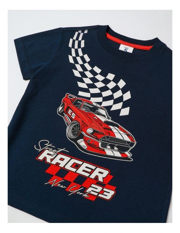 Essentials Print Tee in Navy image 4