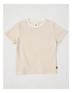 Essentials Texture Tee in Tan Stripe
