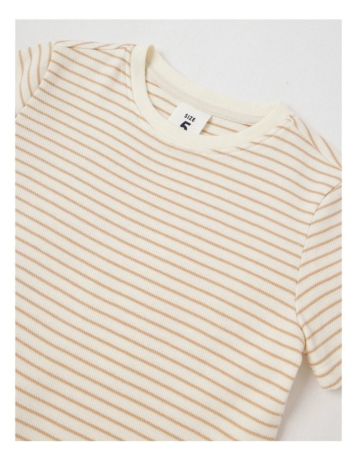 Essentials Texture Tee in Tan Stripe image 2