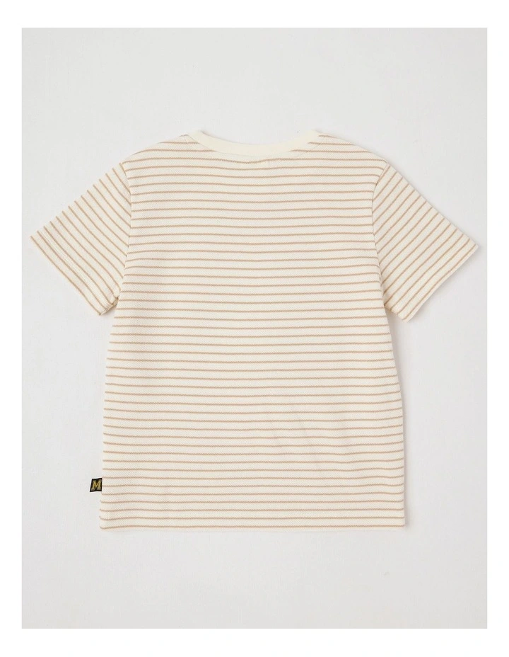 Essentials Texture Tee in Tan Stripe image 3