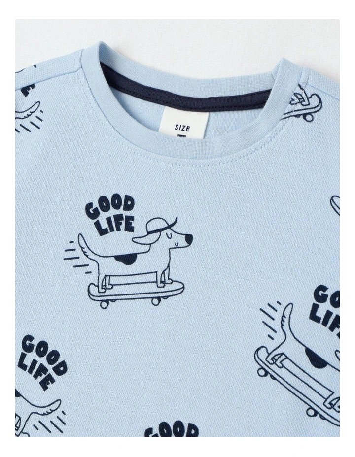 Essentials Textured Tee in Skater Light Blue image 2