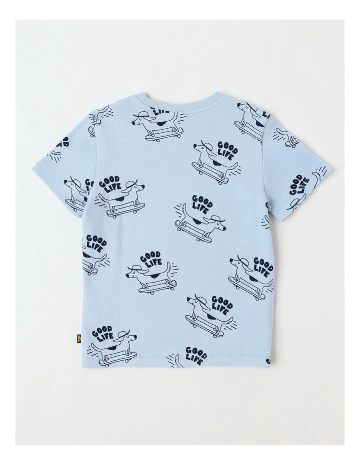 Essentials Textured Tee in Skater Light Blue image 3