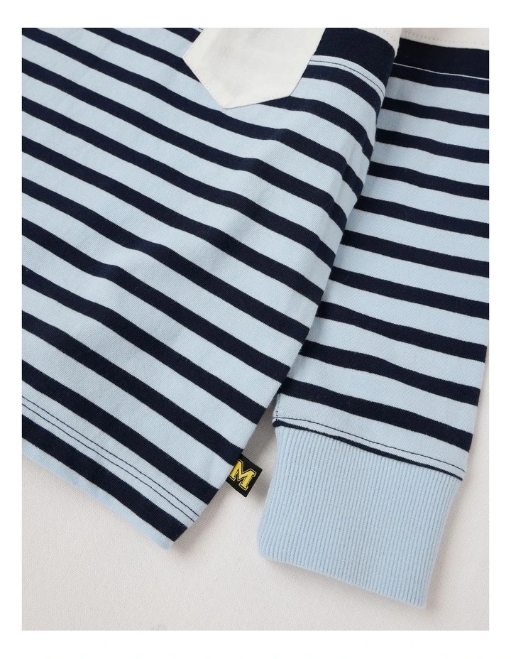 Long Sleeve Splice Tee in Blue Stripe image 4