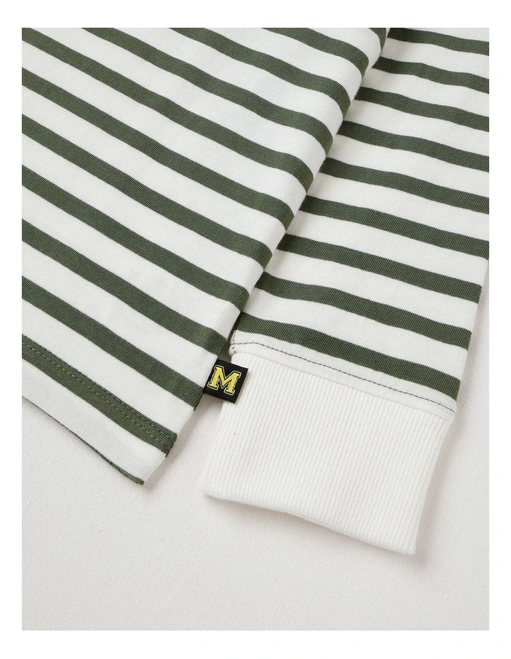 Long Sleeve Splice Tee in Khaki Stripe image 4