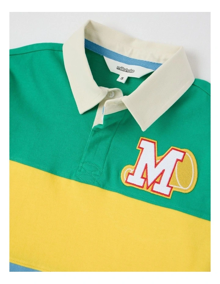 Long Sleeve Rugby Polo Top in Multi Splice image 2