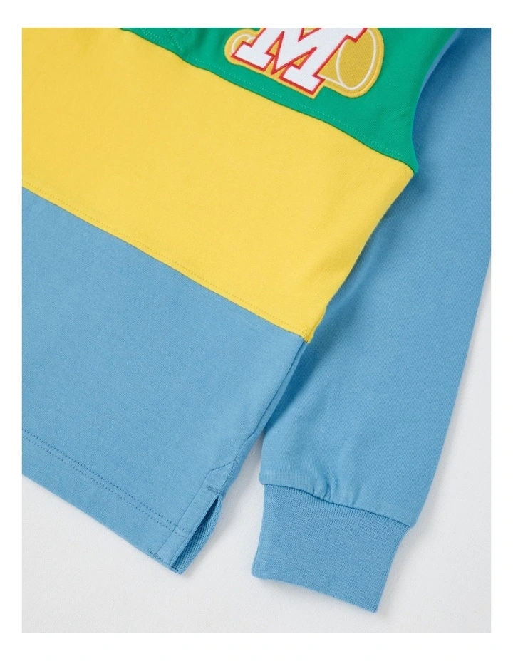 Long Sleeve Rugby Polo Top in Multi Splice image 4