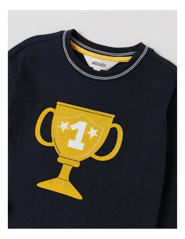 Long Sleeve Raised Print Tee in Race Car Ecru image 2