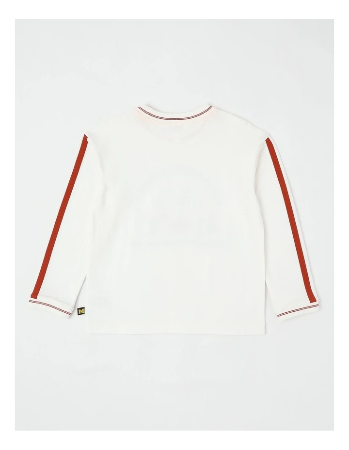 Long Sleeve Raised Print T-Shirt in Trophy Cup Navy image 3