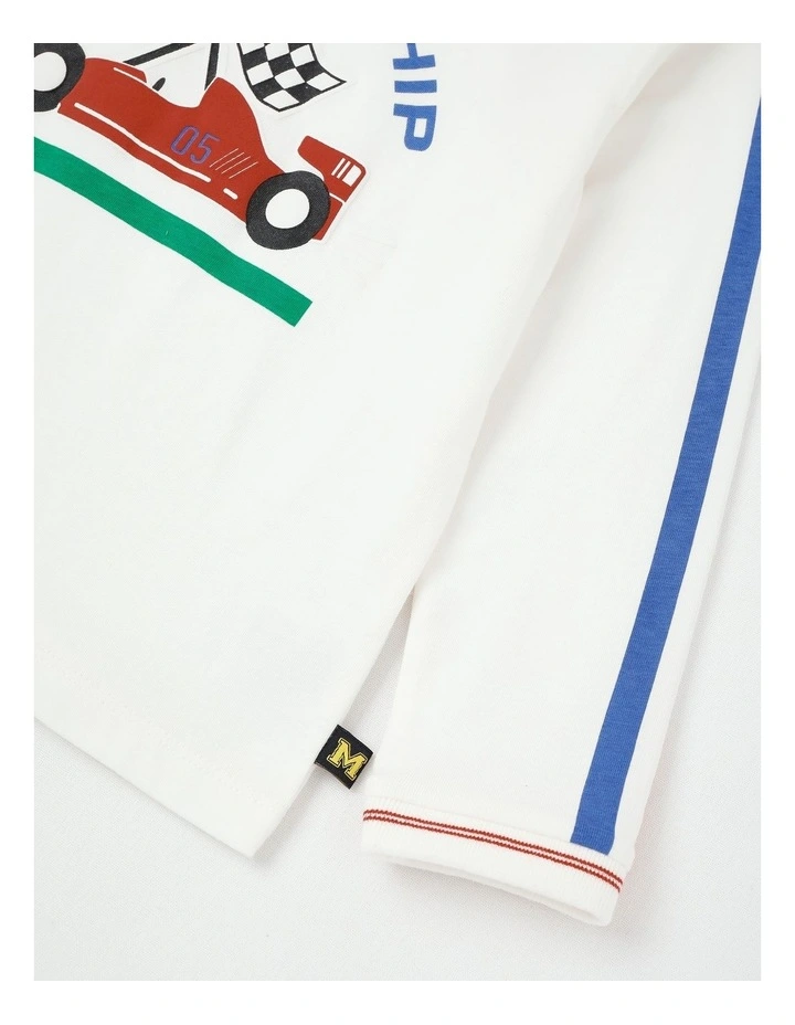 Long Sleeve Raised Print T-Shirt in Trophy Cup Navy image 4