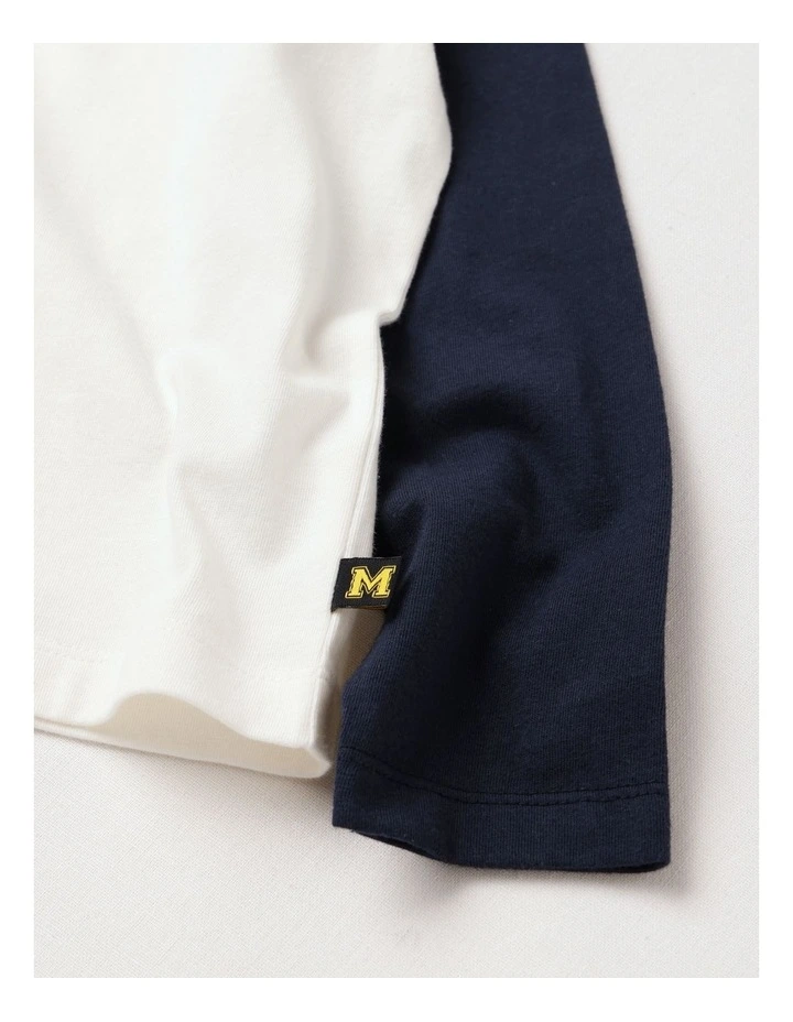 Long Sleeve Raglan T-Shirt in Navy & Ecru image 4