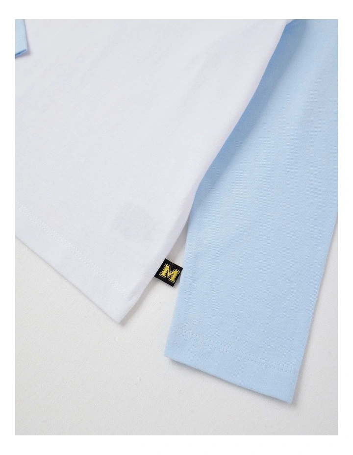 Long Sleeve Raglan T-Shirt in Blue & White image 4