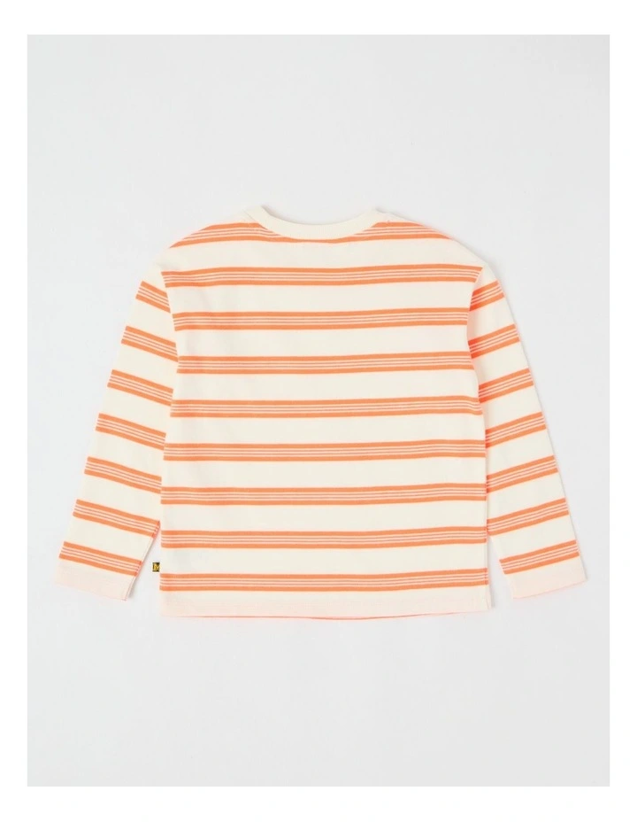 Long Sleeve Heavyweight Jersey Tee in Orange & White Stripe image 3