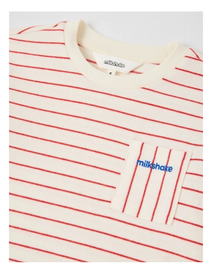Long Sleeve Heavyweight Jersey Tee in Red & White Stripe image 2