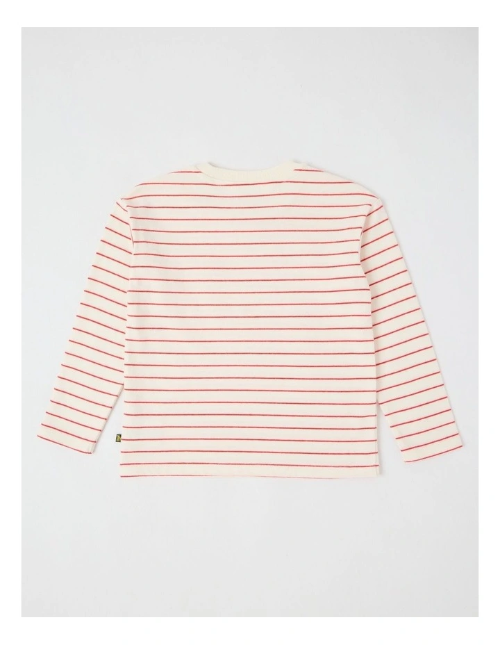 Long Sleeve Heavyweight Jersey Tee in Red & White Stripe image 3