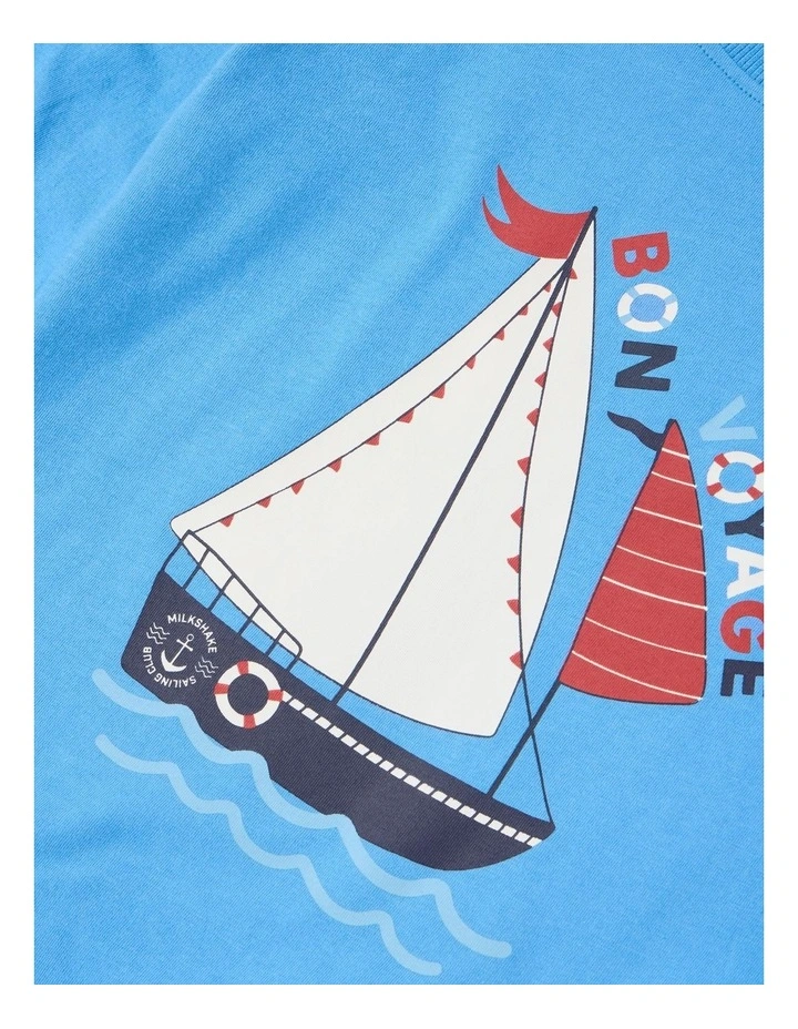 Essentials Long Sleeve T-Shirt in Sailboat Blue image 2