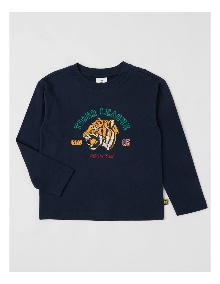 Essentials Long Sleeve T-Shirt in Tiger Navy image 1