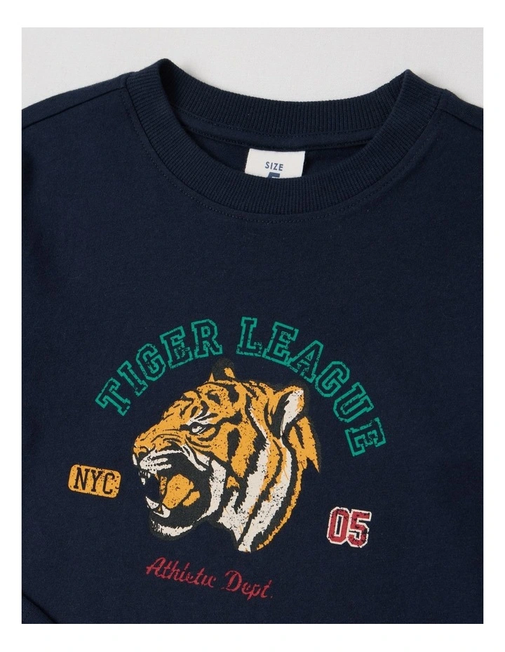 Essentials Long Sleeve T-Shirt in Tiger Navy image 2