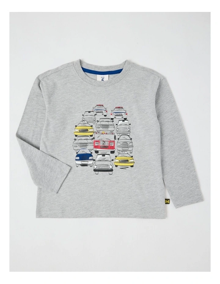 Essentials Long Sleeve T-Shirt in Cars Grey Marle image 1