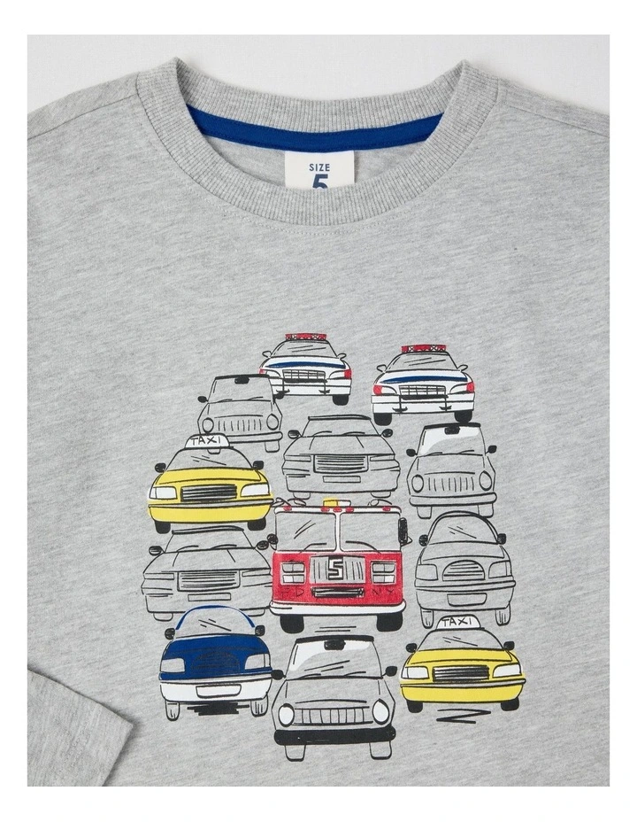 Essentials Long Sleeve T-Shirt in Cars Grey Marle image 2