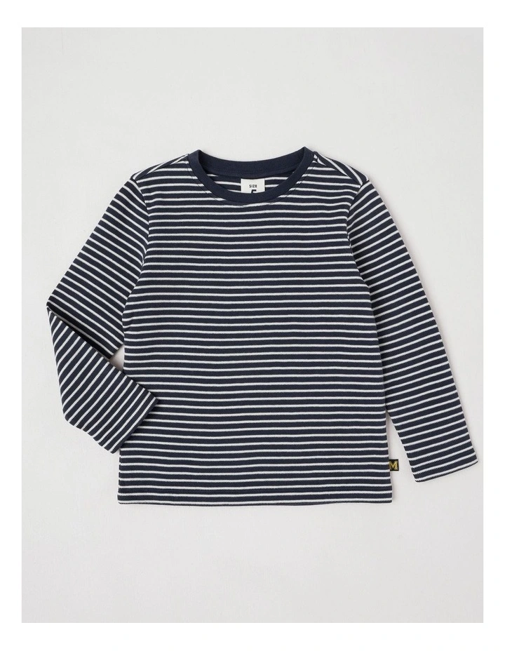 Essentials Textured Tee in Navy Stripe image 1