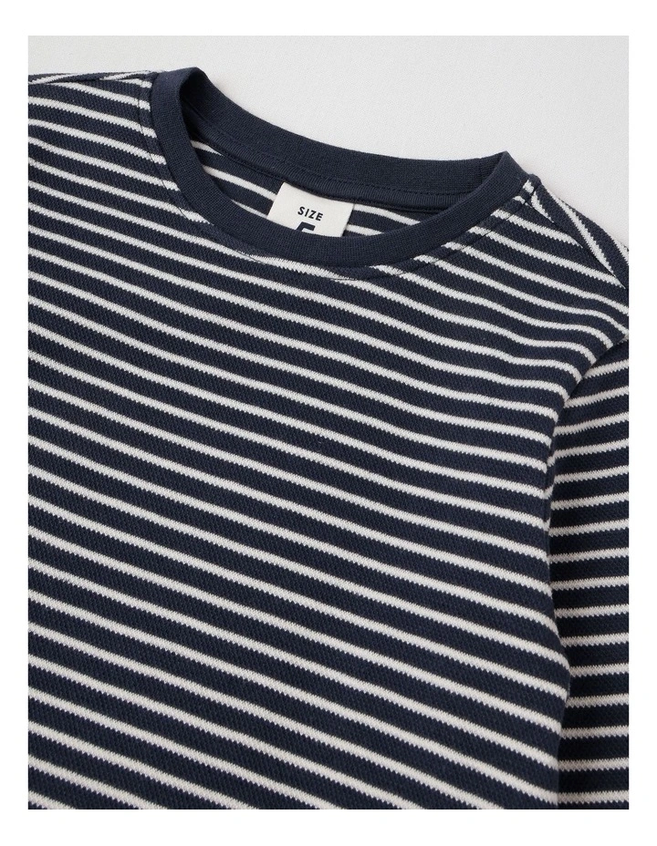 Essentials Textured Tee in Navy Stripe image 2