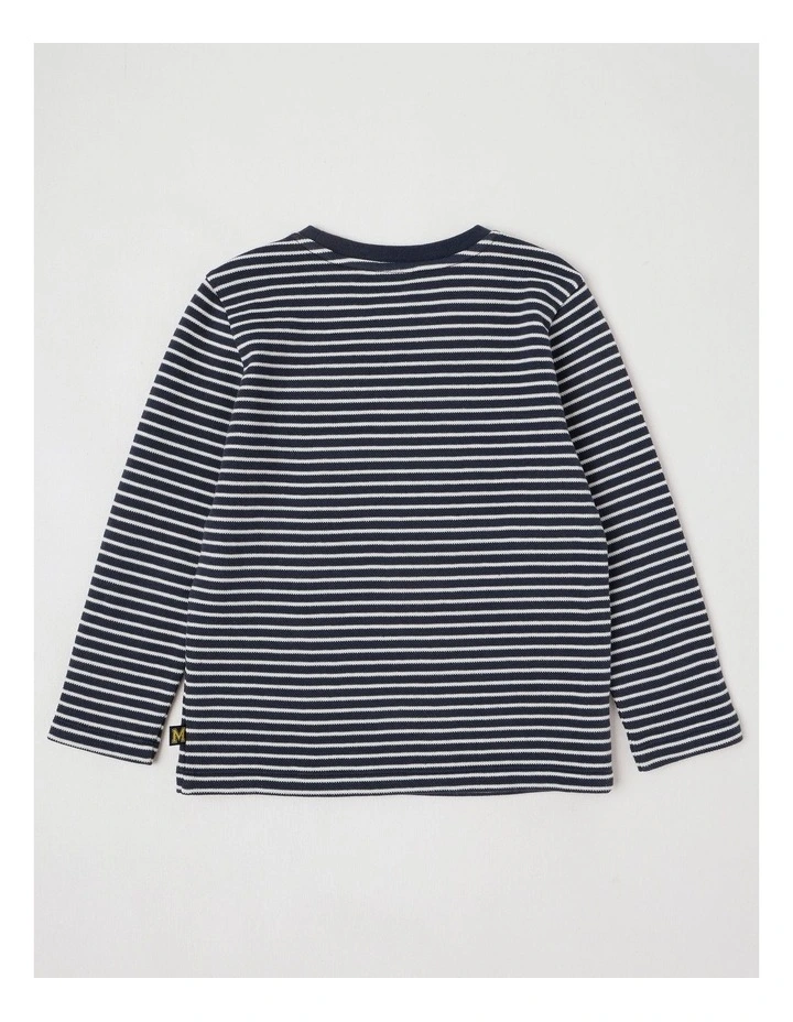 Essentials Textured Tee in Navy Stripe image 3