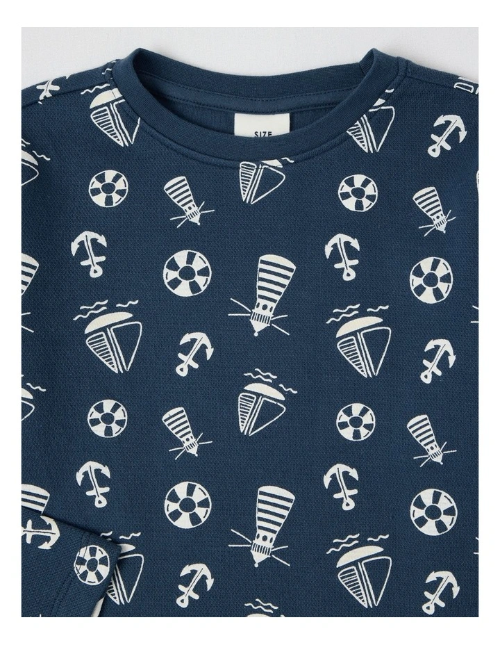 Essentials Textured Tee in Nautical Navy image 2
