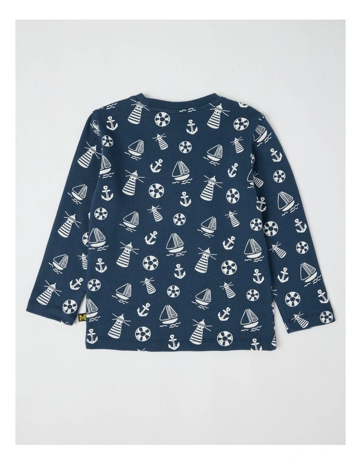 Essentials Textured Tee in Nautical Navy image 3