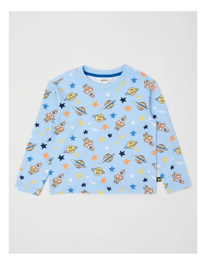 Long Sleeve All Over Print Tee in Space Blue image 1