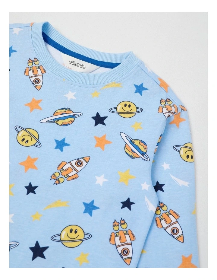 Long Sleeve All Over Print Tee in Space Blue image 2