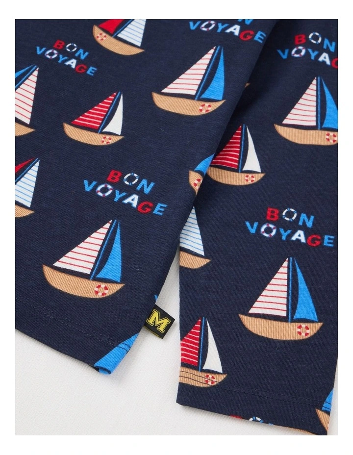 Long Sleeve All Over Print Tee in Sailboat Navy image 3