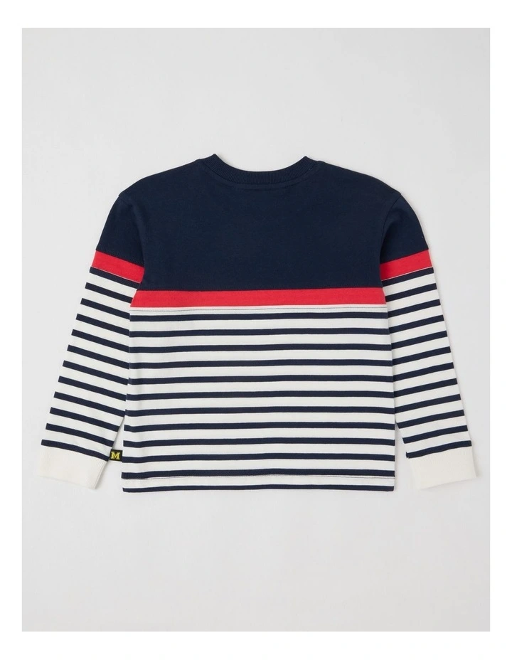 Long Sleeve Splice Tee in Navy Stripe image 3