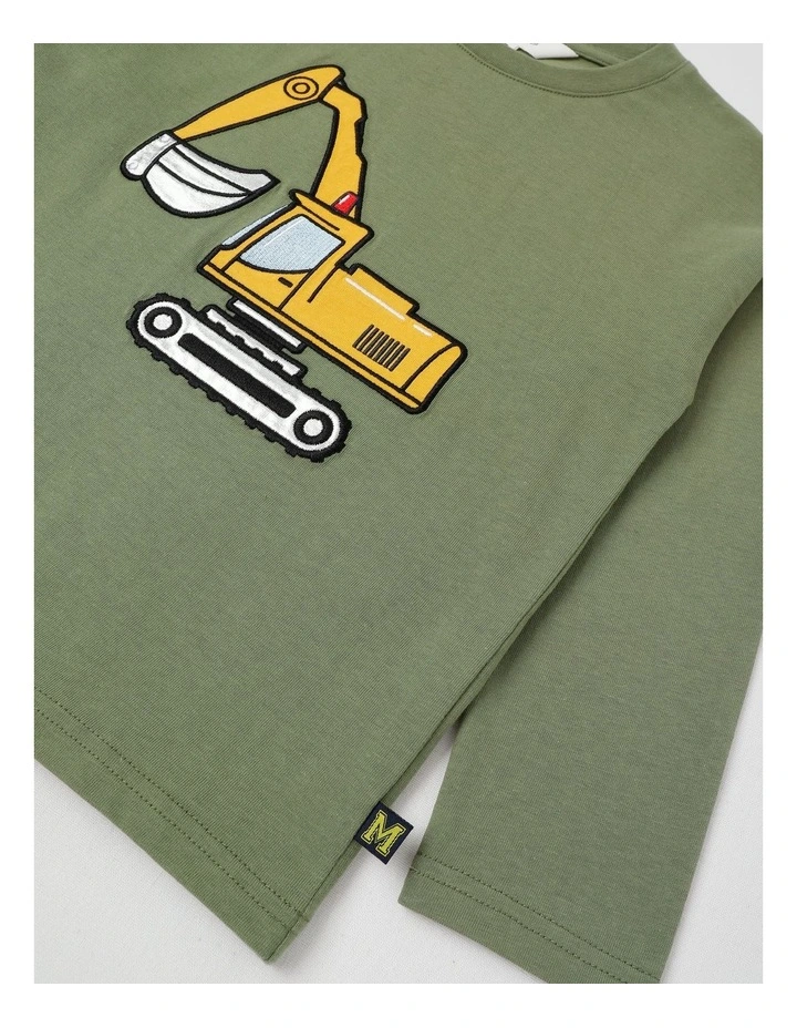 Long Sleeve Applique Tee in Digger Khaki image 2