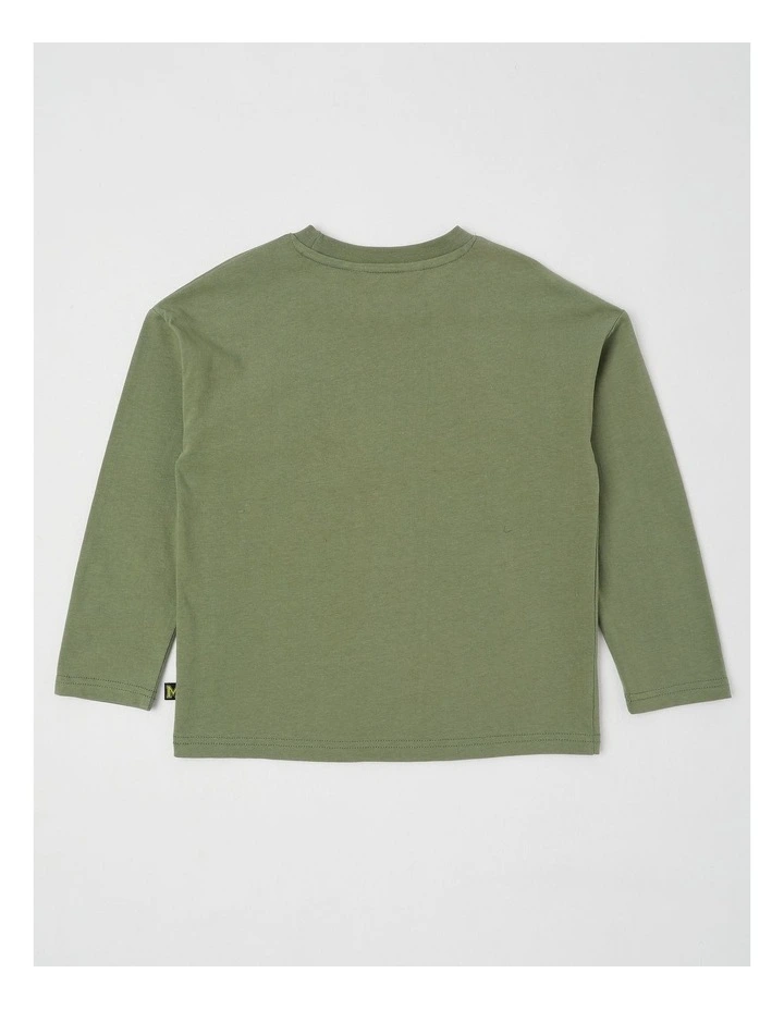 Long Sleeve Applique Tee in Digger Khaki image 3