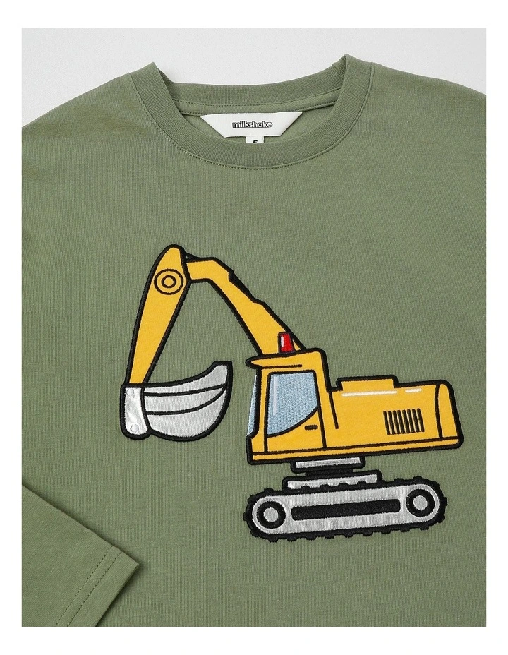 Long Sleeve Applique Tee in Digger Khaki image 4