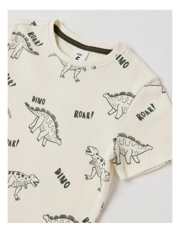 Essentials Textured Tee in Dino Khaki image 2