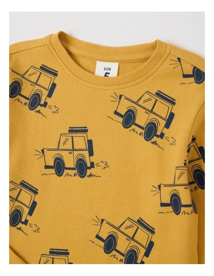 Essentials Textured Tee in Mustard image 2
