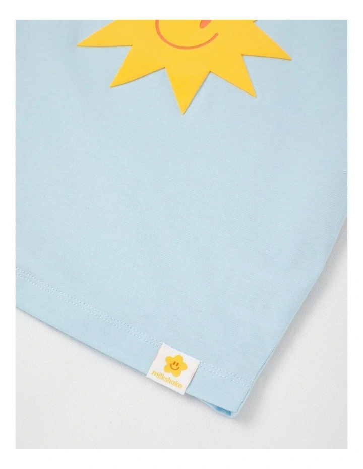 Happy Crew Short Sleeve Splice Colourblock Tee in Yellow Smiley/ Light Blue image 4