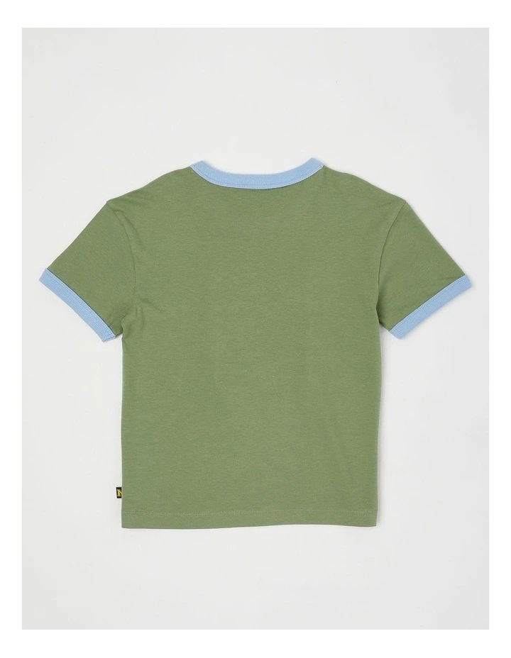 Short Sleeve Textured Print Tee in Combi Van/Khaki image 3