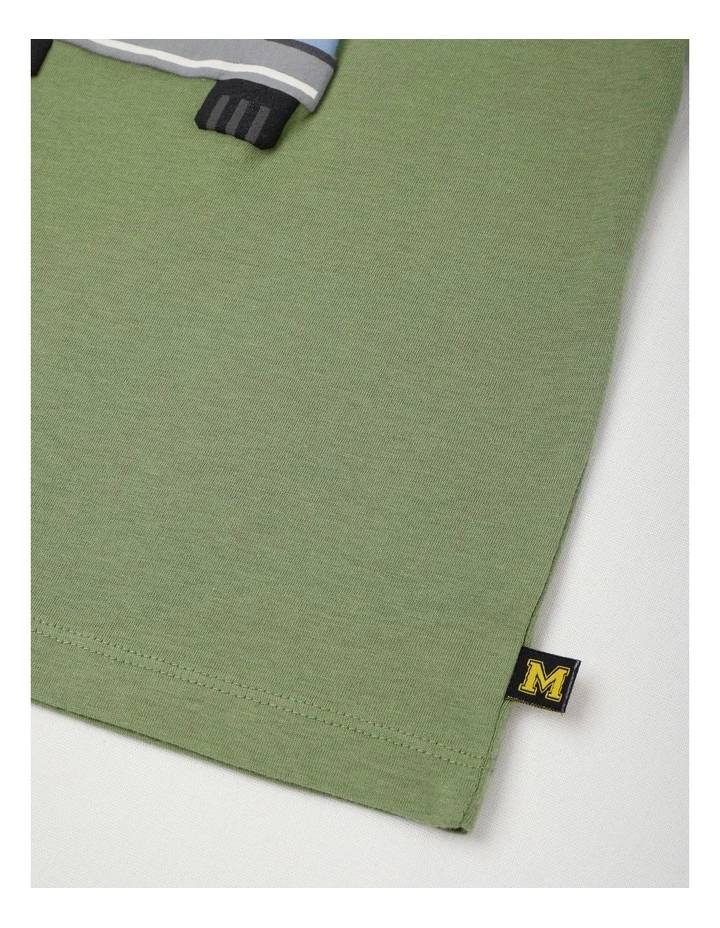 Short Sleeve Textured Print Tee in Combi Van/Khaki image 4