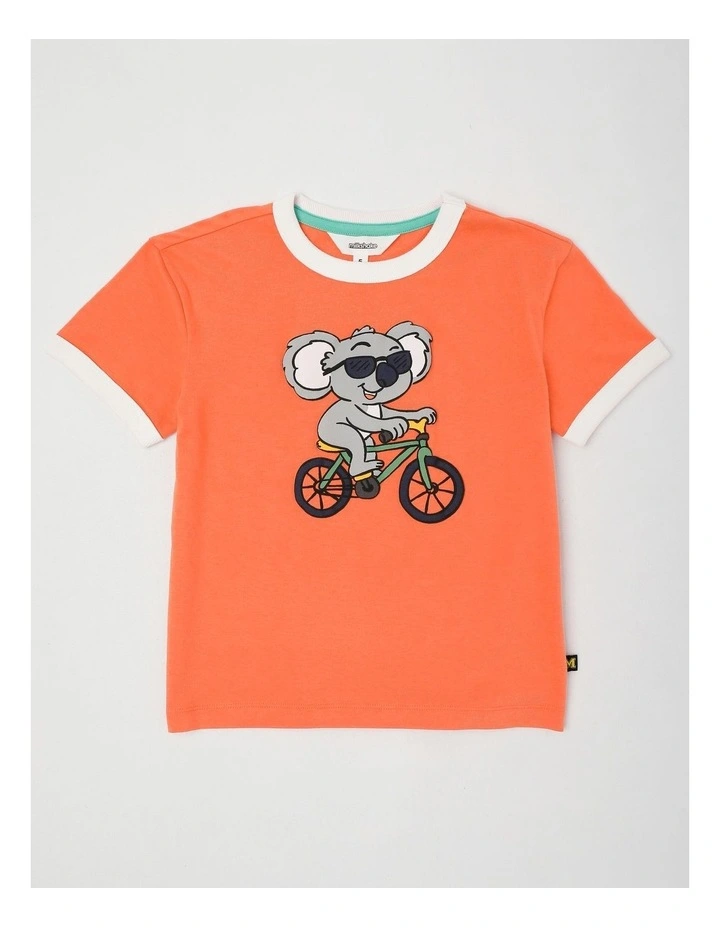 Short Sleeve Textured Print Tee in Happy Crew in Sun/Ecru image 1